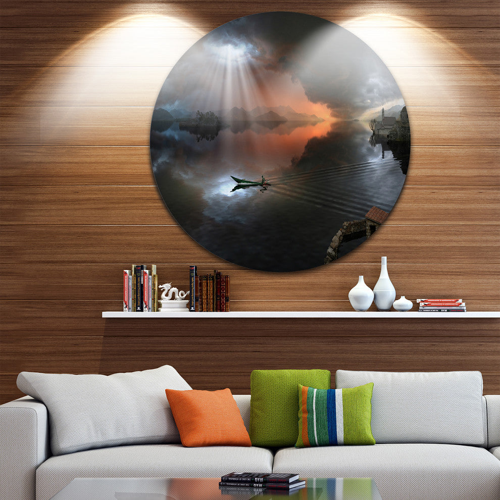 High Water Photo Collage, Seascape Art Disc Metal Wall Art, 36"