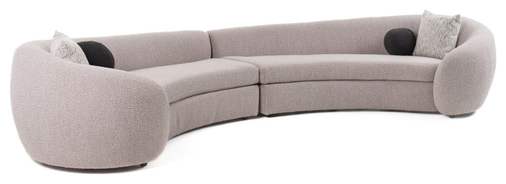Modrest - Kilmer Modern Grey Curved Fabric Sectional Sofa
