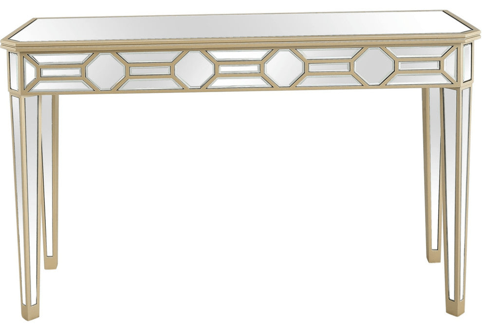Gold Trimmed Mirrored Console Table