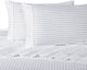 600TC 100% Long Staple Cotton Stripe Sheet Set, White, Queen