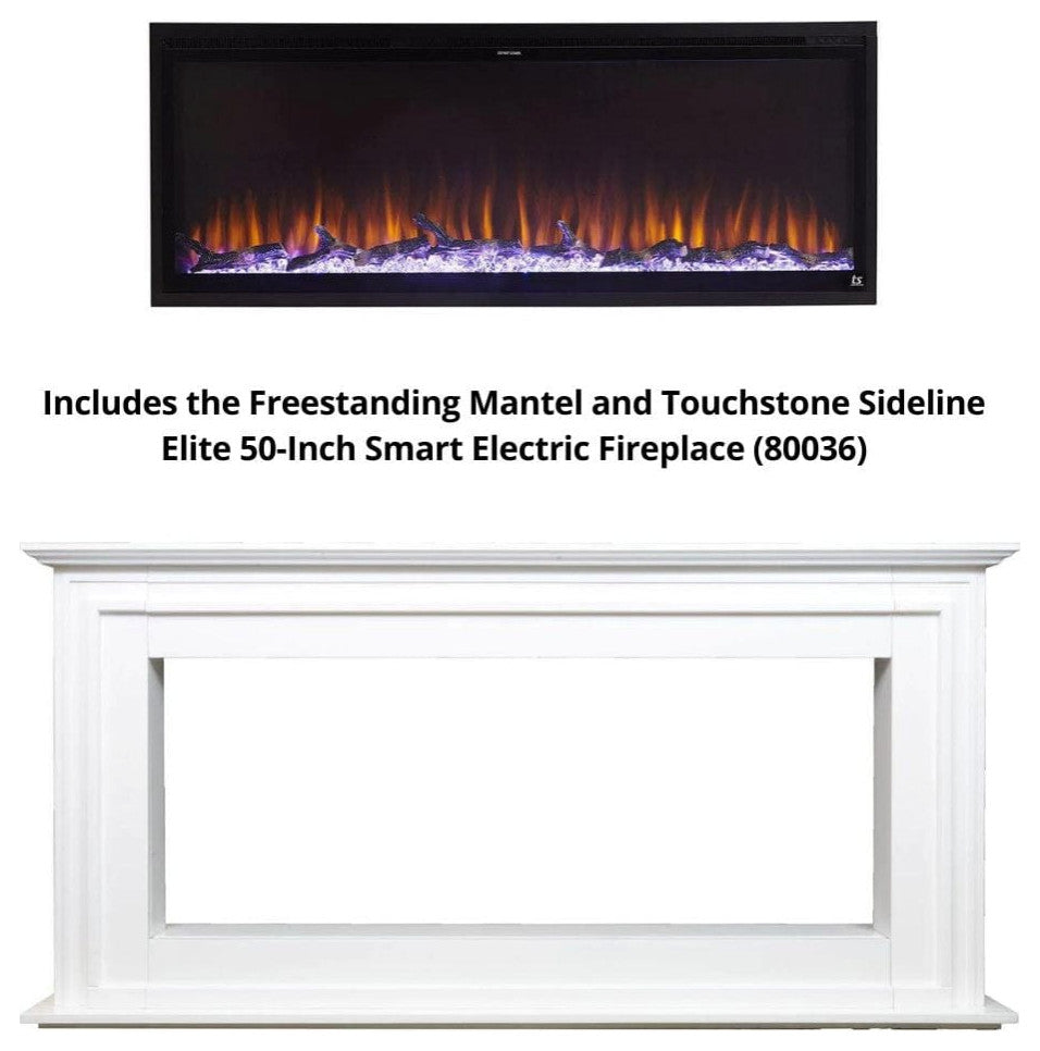 Touchstone Sideline Elite 50" Electric Fireplace With White Mantel