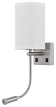 Benzara BM282177 Liam 25" Wall Lamp, Hardback Fabric Shade, 1 LED Metal, Silver
