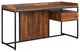 Modern Desk, Minimalist Design With Metal Frame & Multi Tone Brown Finished Top