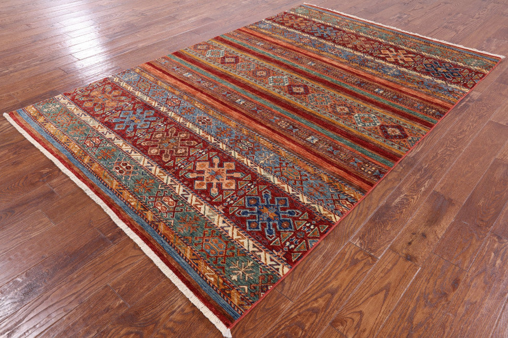 Khorjin Super Kazak Hand Knotted Wool Rug 5' 9" X 8' 7" Q4861