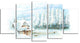 "Christmas Winter Happy Scene" Landscape Wall Art, 5 Panels, 60"x32"