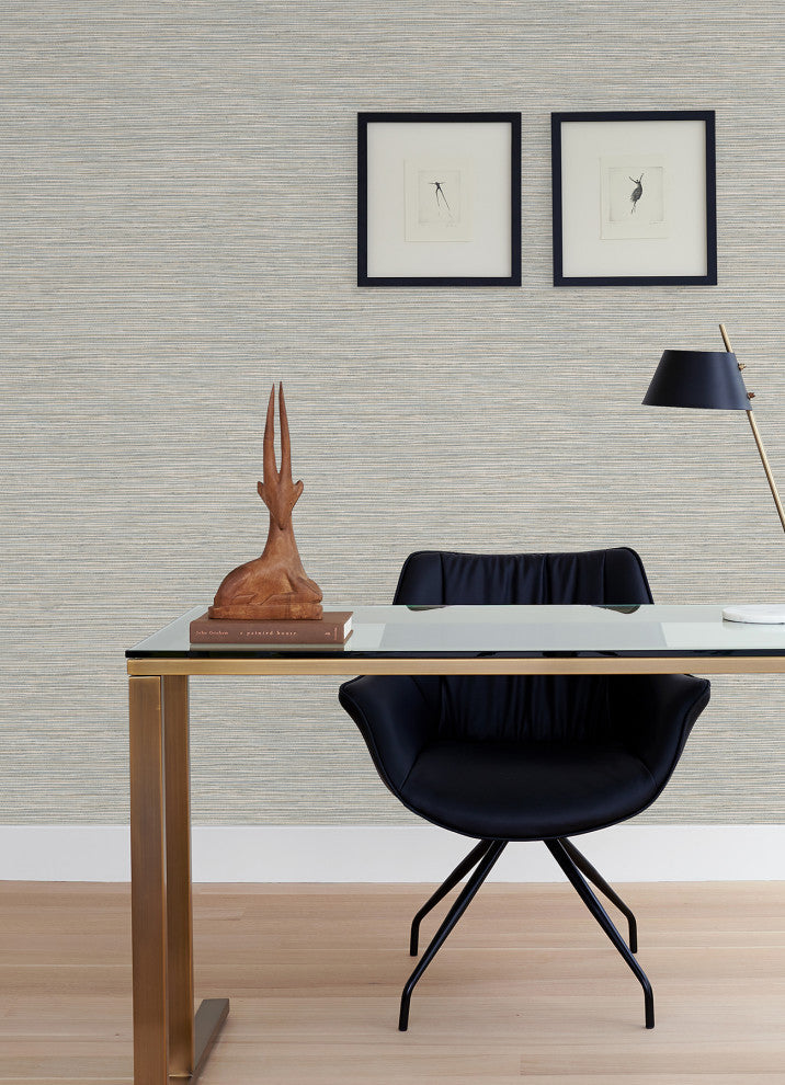 Neutral Jade Dimensional Grasscloth Peel and Stick Wallpaper