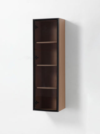 LUCE 13" Wall Mount Modern Bathroom Side Cabinet, Whitewash Oak/Matte Black