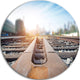 Cargo Train Platform With Container, Landscape Round Wall Art, 11"