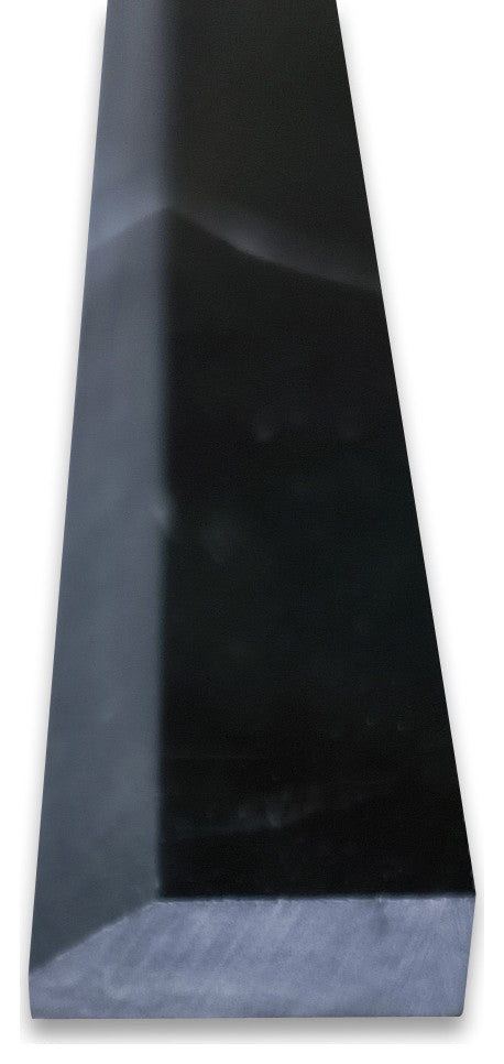 Nero Marquina Black Marble Beveled Pencil Edging Trim Molding Polished, 1 piece