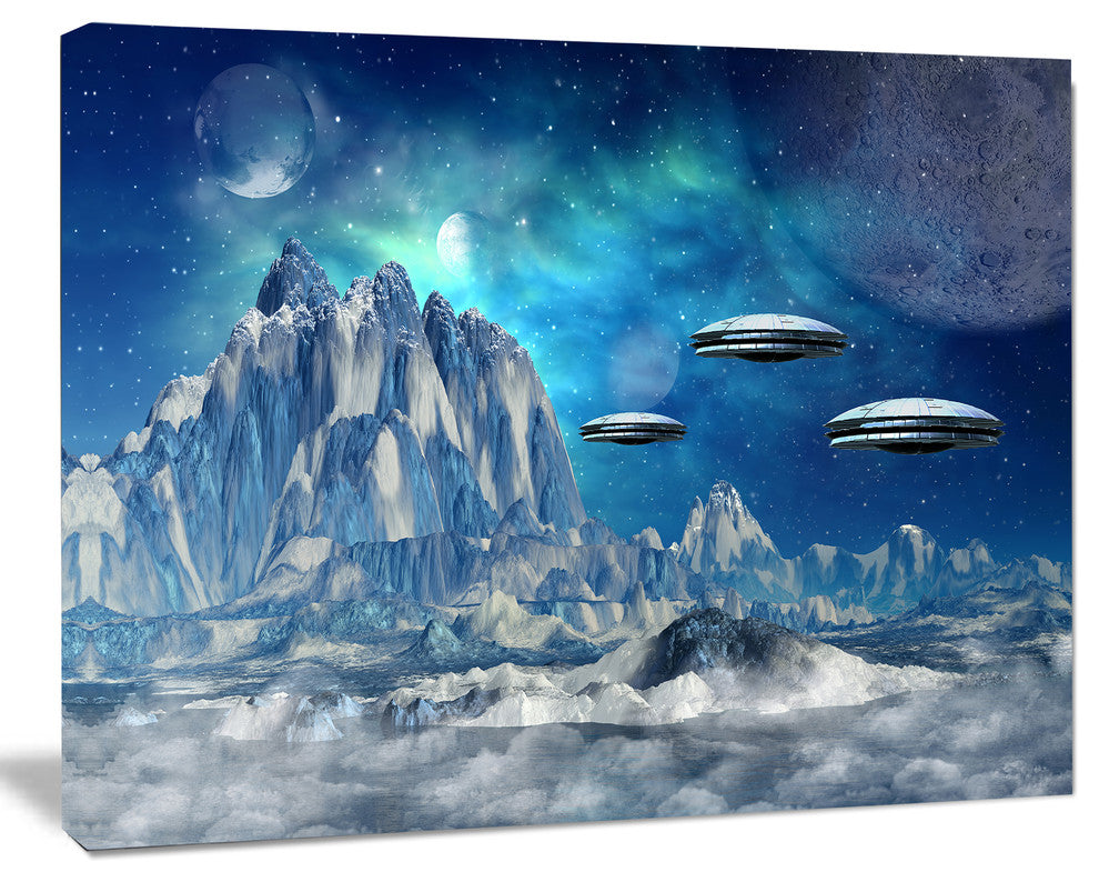 Blue Alien Planet, Landscape Canvas Art Print, 20"x12"