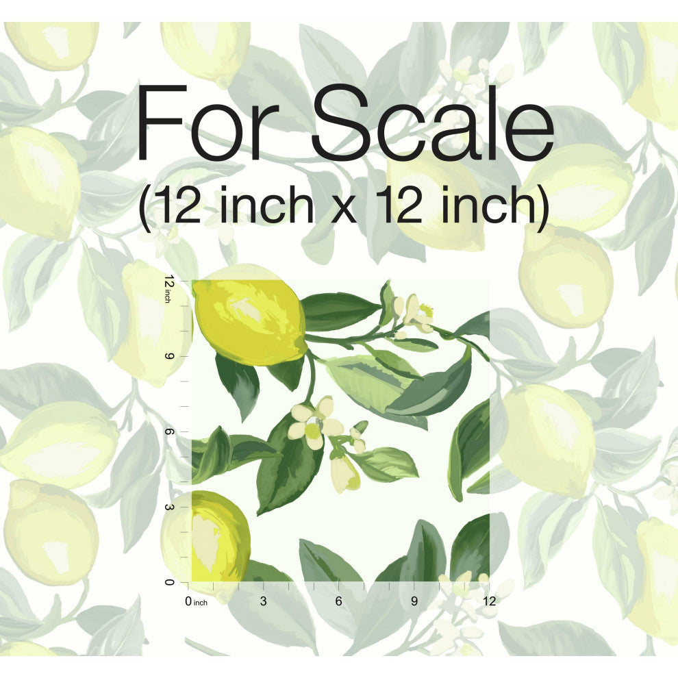 Lemon Zest Peel and Stick Wallpaper, Yellow and White
