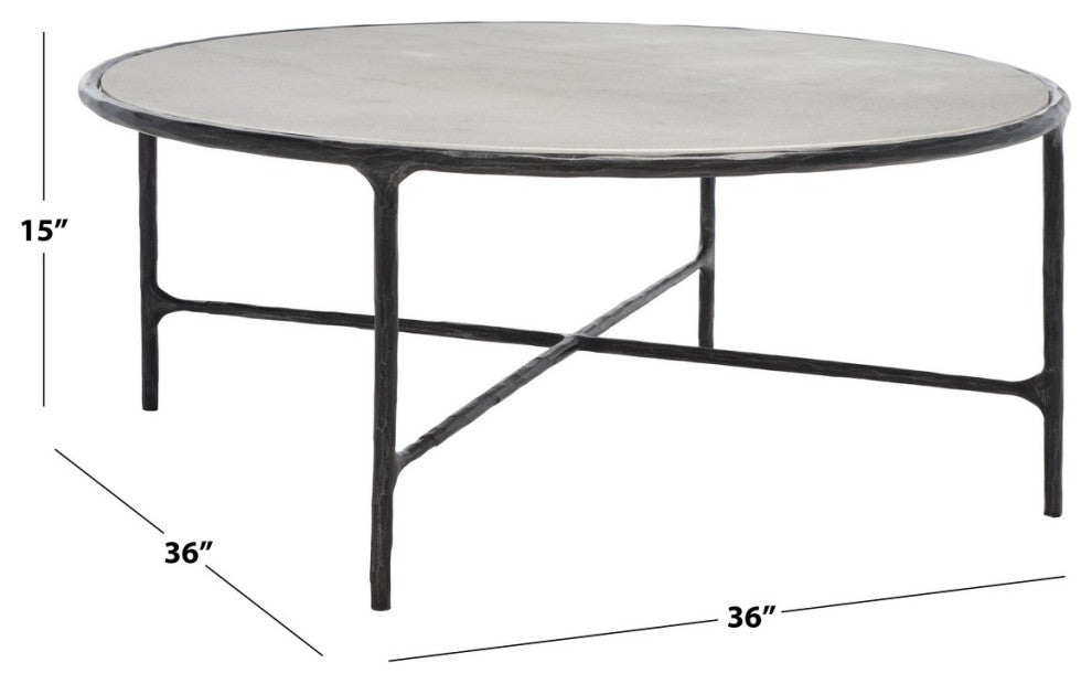 Safavieh Couture Jessa Round Metal Coffee Table, Black/White