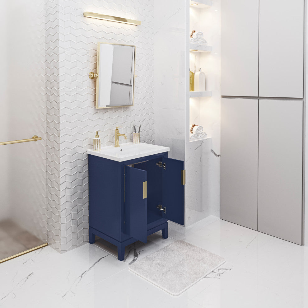 Elise 24 In. Ceramic Sink Top Vanity in Monarch Blue