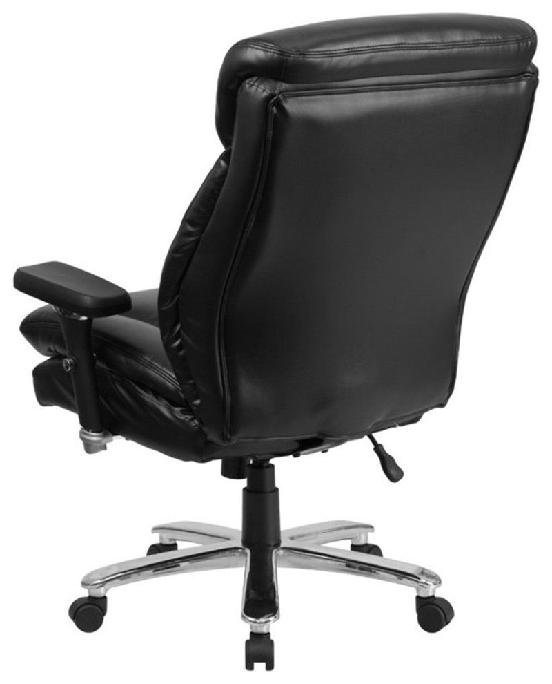 Pemberly Row Big and Tall Leather Swivel Office Chair in Black