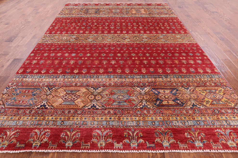 8' 2" X 11' 6" Khorjin Super Kazak Hand-Knotted Rug Q5233
