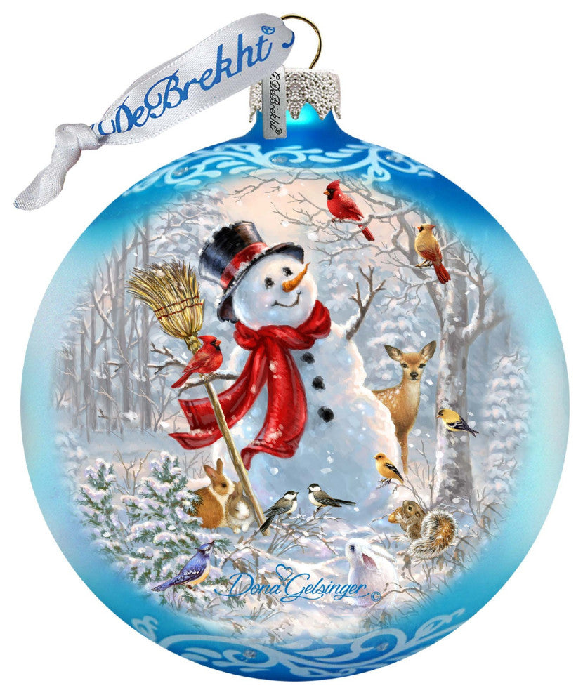 Frosty Forest Friends Glass Ornament