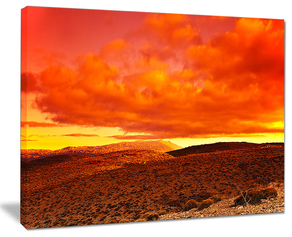 "Dramatic Red Sunset At Desert" Wall Art Landscape, 20"x12"