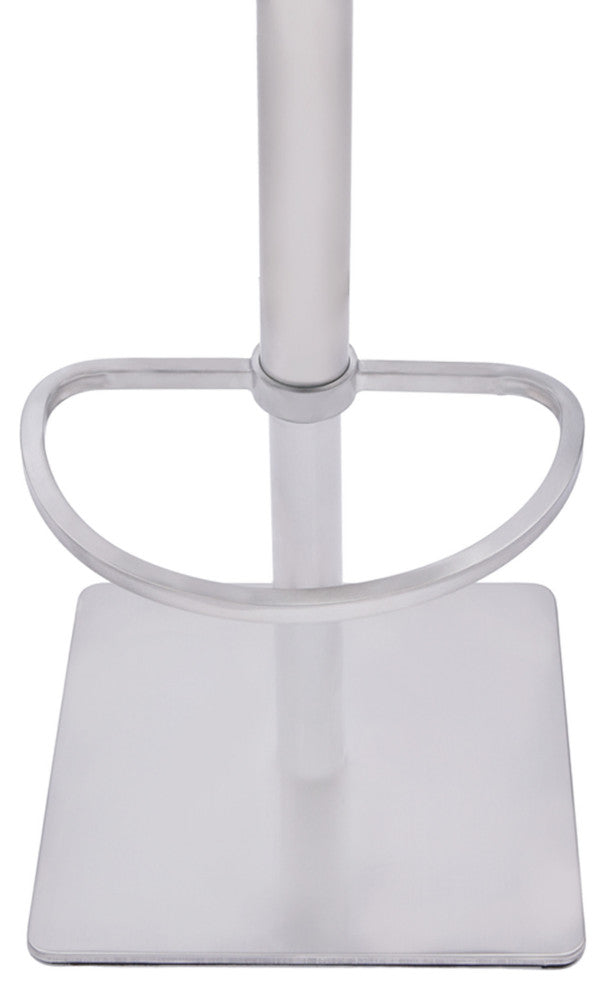 Adjustable Grey Faux Leather Walnut and Stainless Swivel Bar Stool