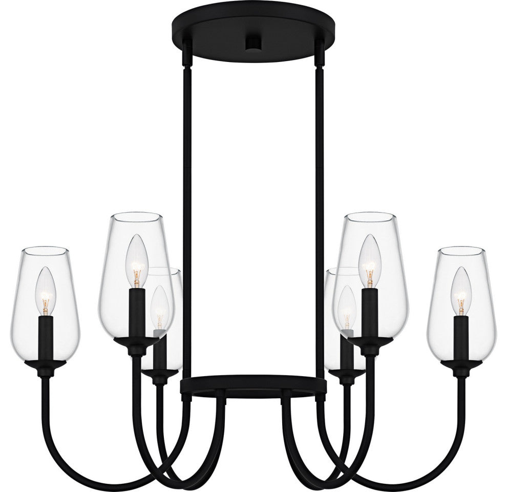 Viscount Six Light Chandelier in Matte Black