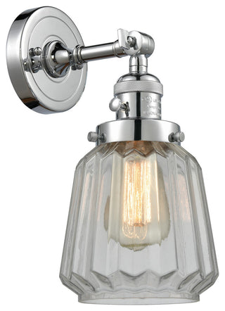 Chatham 1-Light Sconce, Polished Chrome, Glass: Clear