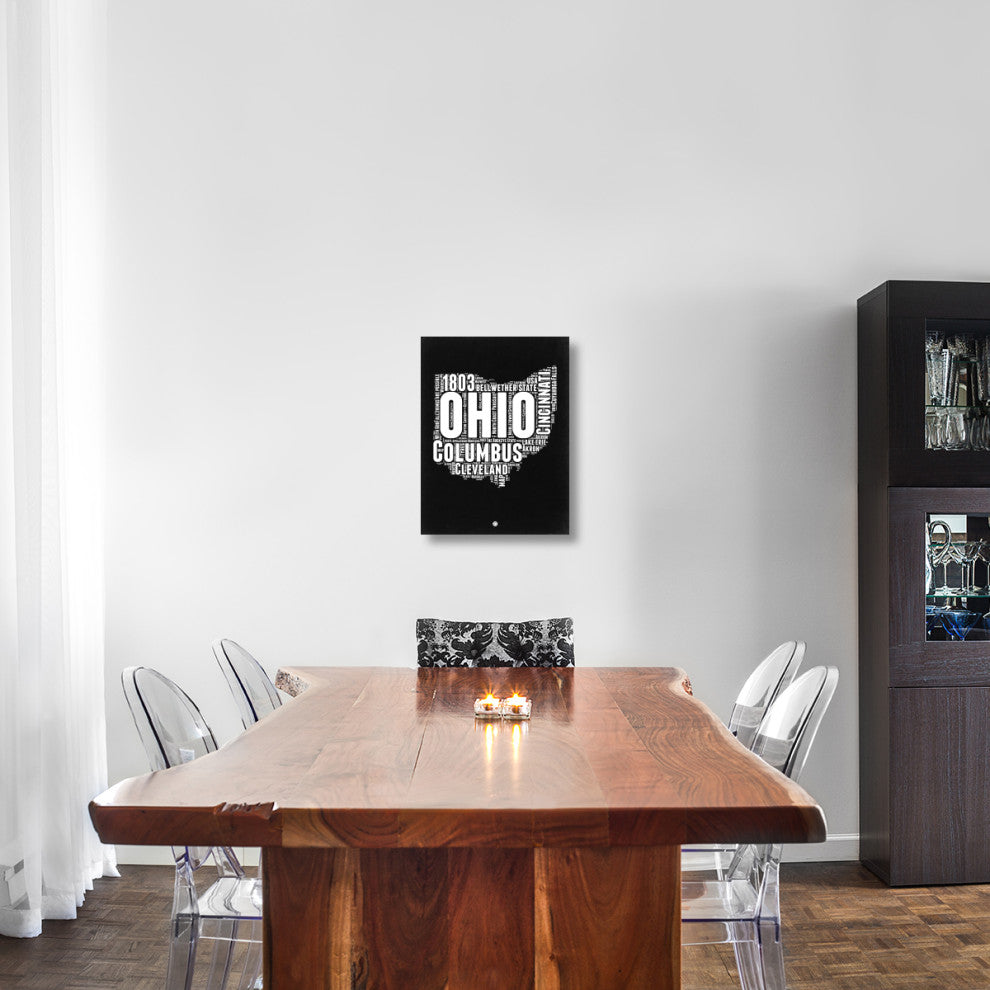 "Ohio Black and White Map" Fine Art Print