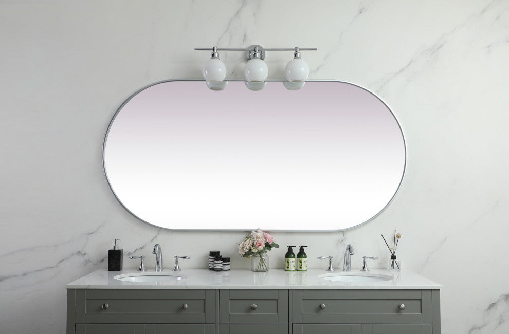 Elegant Lighting MR2A3672 Asha 36" W x 72" H Oval Framed Bathroom - Black