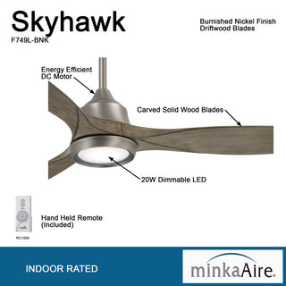 MinkaAire Skyhawk Skyhawk 60" 3 Blade LED Indoor Ceiling Fan - Brushed Nickel
