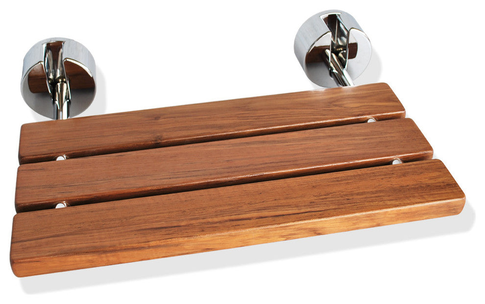 Wall-Mounted Teak Wood Folding Shower Seat