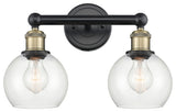 Athens 2-Light 15" Bath Vanity Light, Black Antique Brass, Clear
