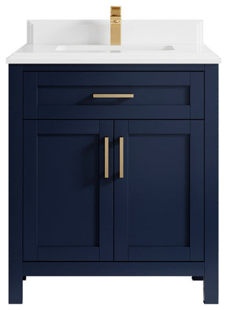 Cambridge 30 Single Sink Bath Vanity in Hale Navy Blue 1.5" White Quartz