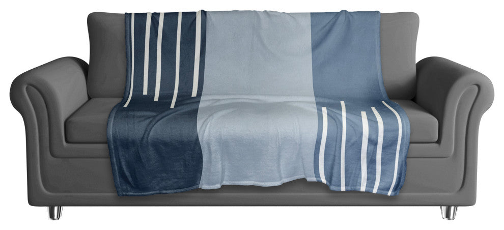 Blue Blocks and Stripes 50x60 Coral Fleece Blanket