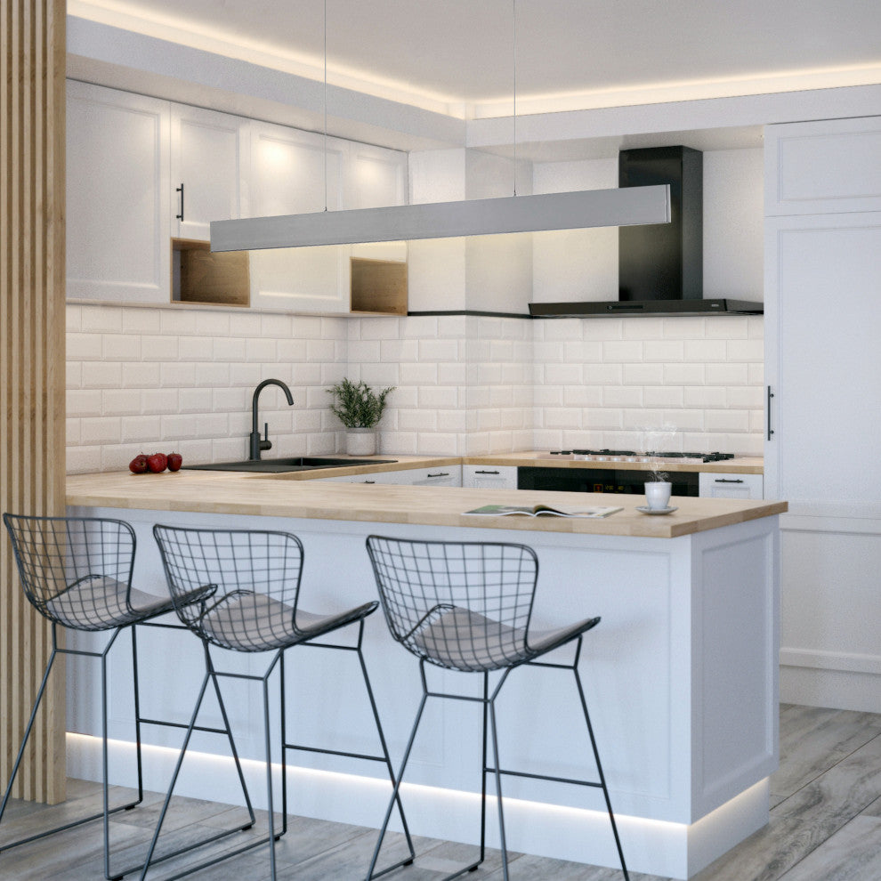 1x33W LED Linear Pendant, Brushed Aluminum Finish