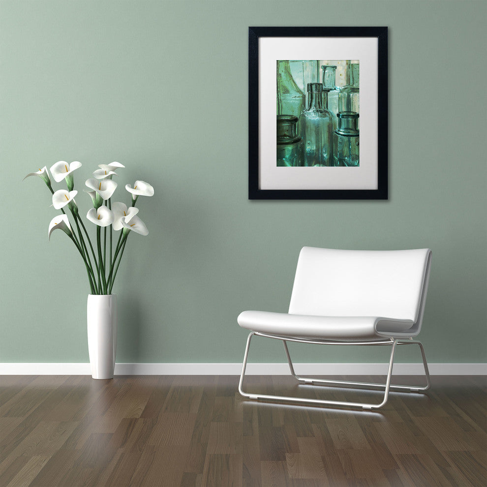 'Antique Bottles' Matted Framed Canvas Art by Patty Tuggle