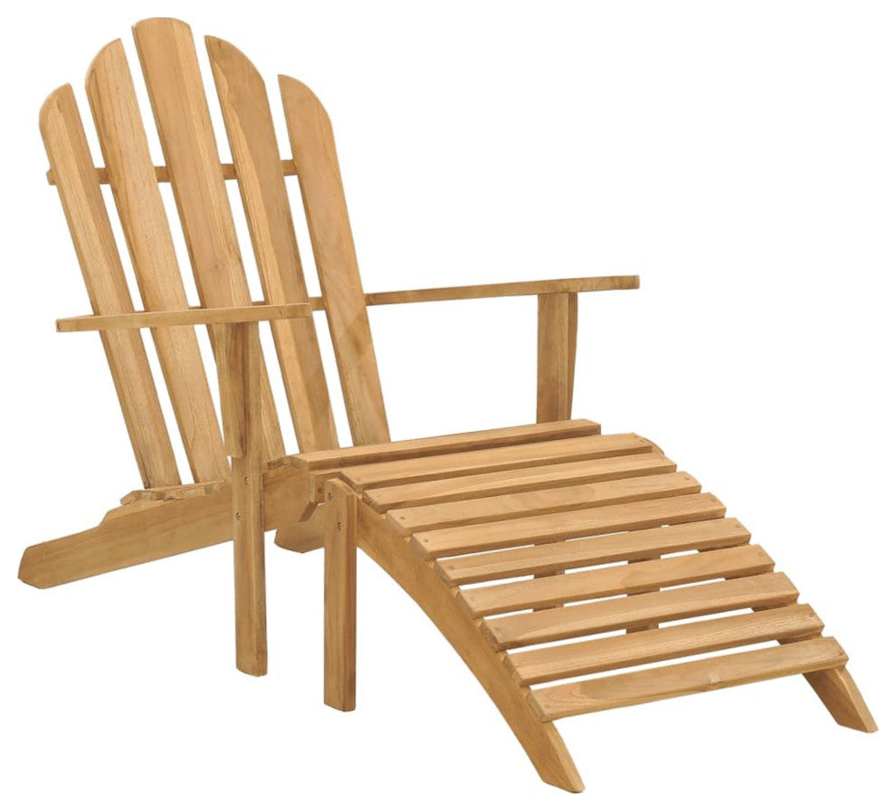 vidaXL Adirondack Chair With Footrest Solid Teak Wood