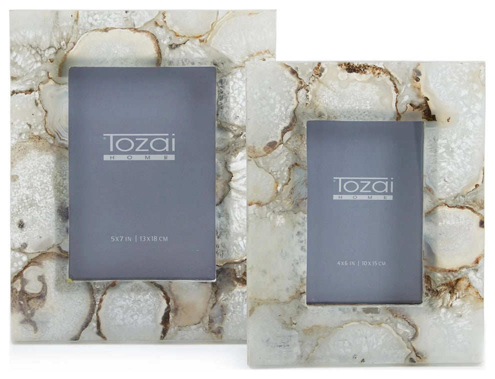 Two's Company Natural Agate Photo Frames, Gift Box, Set of 2