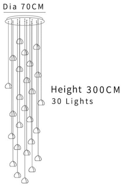 Hanging Modern Crystal Lamp for Staircase, 30 Lights