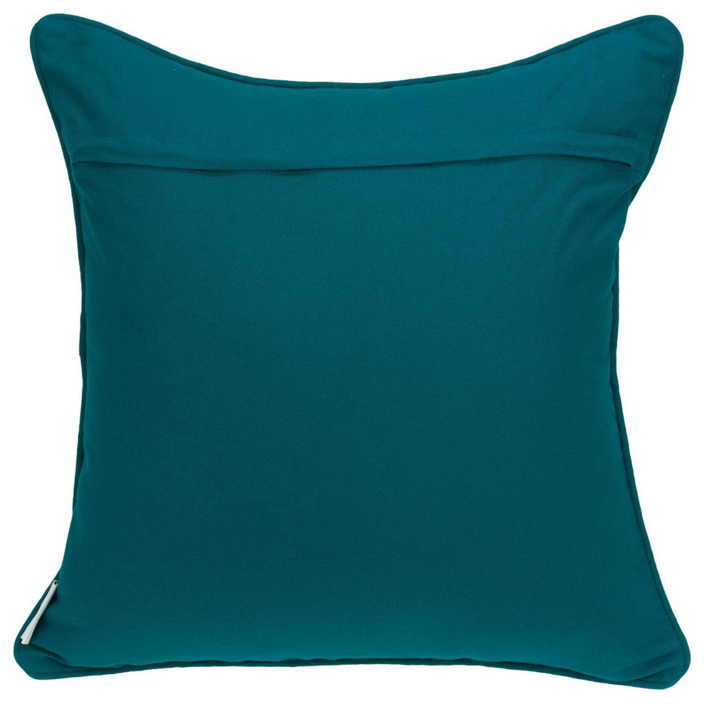 HomeRoots 20" x 0.5" x 20" Traditional Dark Blue And Lemon Accent Pillow Cover