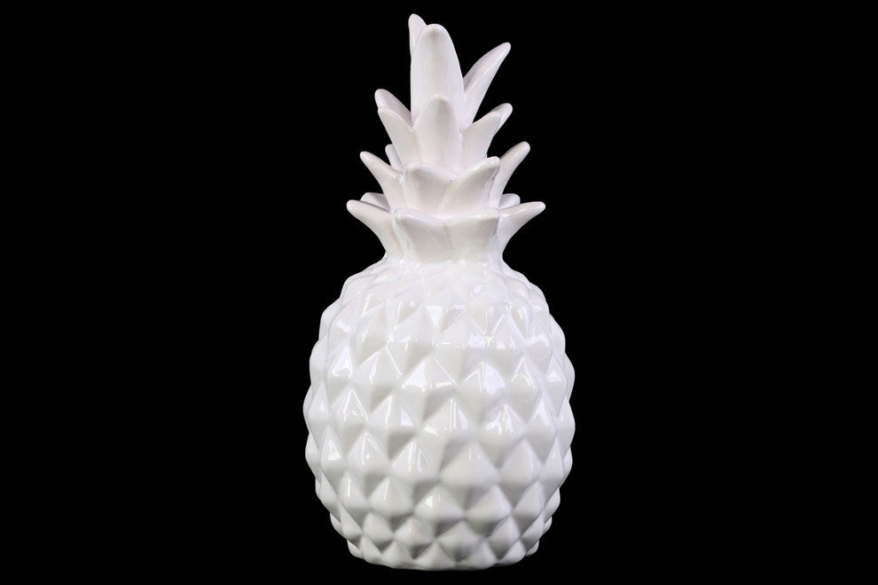 Ceramic Pineapple Figurine, White