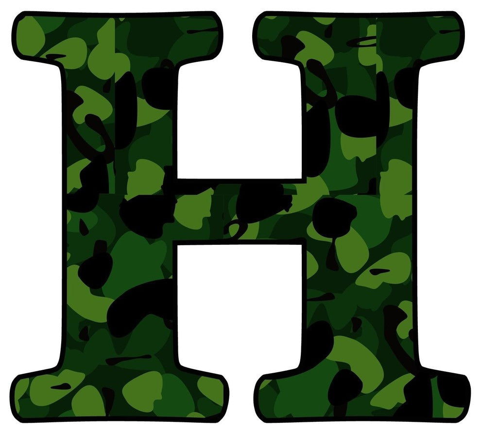 VWAQ Camoflauge H Wall Decal Peel and Stick Military Camo Pattern Wall Letter