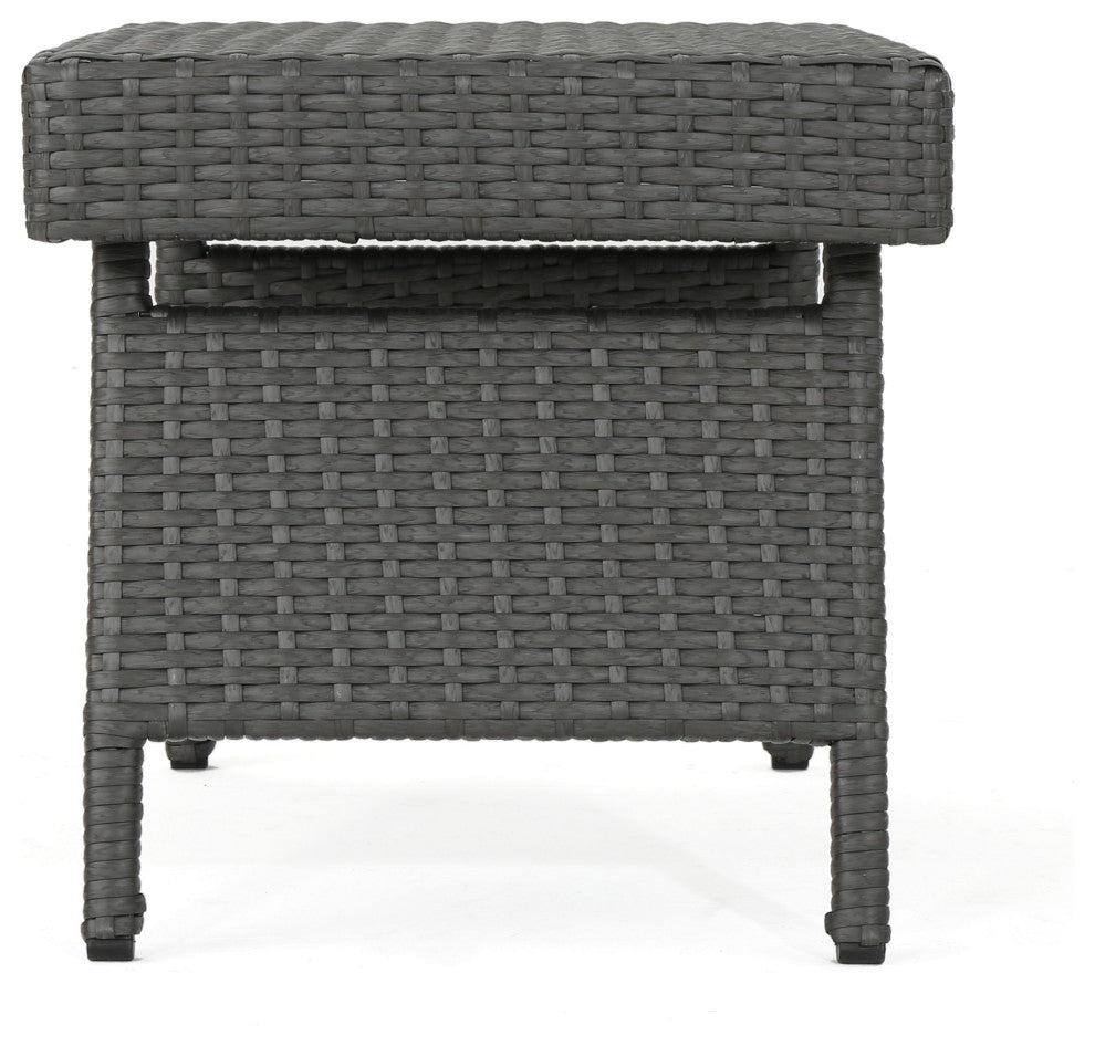 GDF Studio 3-Piece Hawthorne Wicker Chaise Lounge Set, Gray