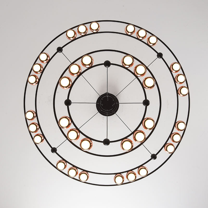 Irgoli | Ring Design LED Rose Gold Decor Hanging Chandelier for Living Room, 2 Rings, Cool Light, Non-Dimmable