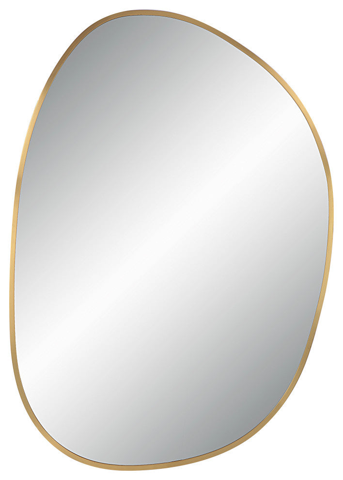 Camona 42" Tall Irregular Rectangular Oval Mirror, Satin Brass