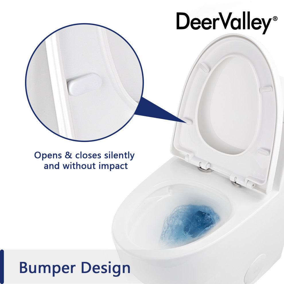 Dual Flush Elongated One Piece Toilet With Glazed Surface, Seat Included