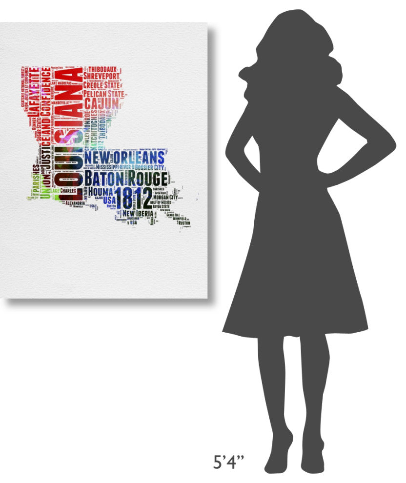 "Louisiana Watercolor Word Cloud" Fine Art Print