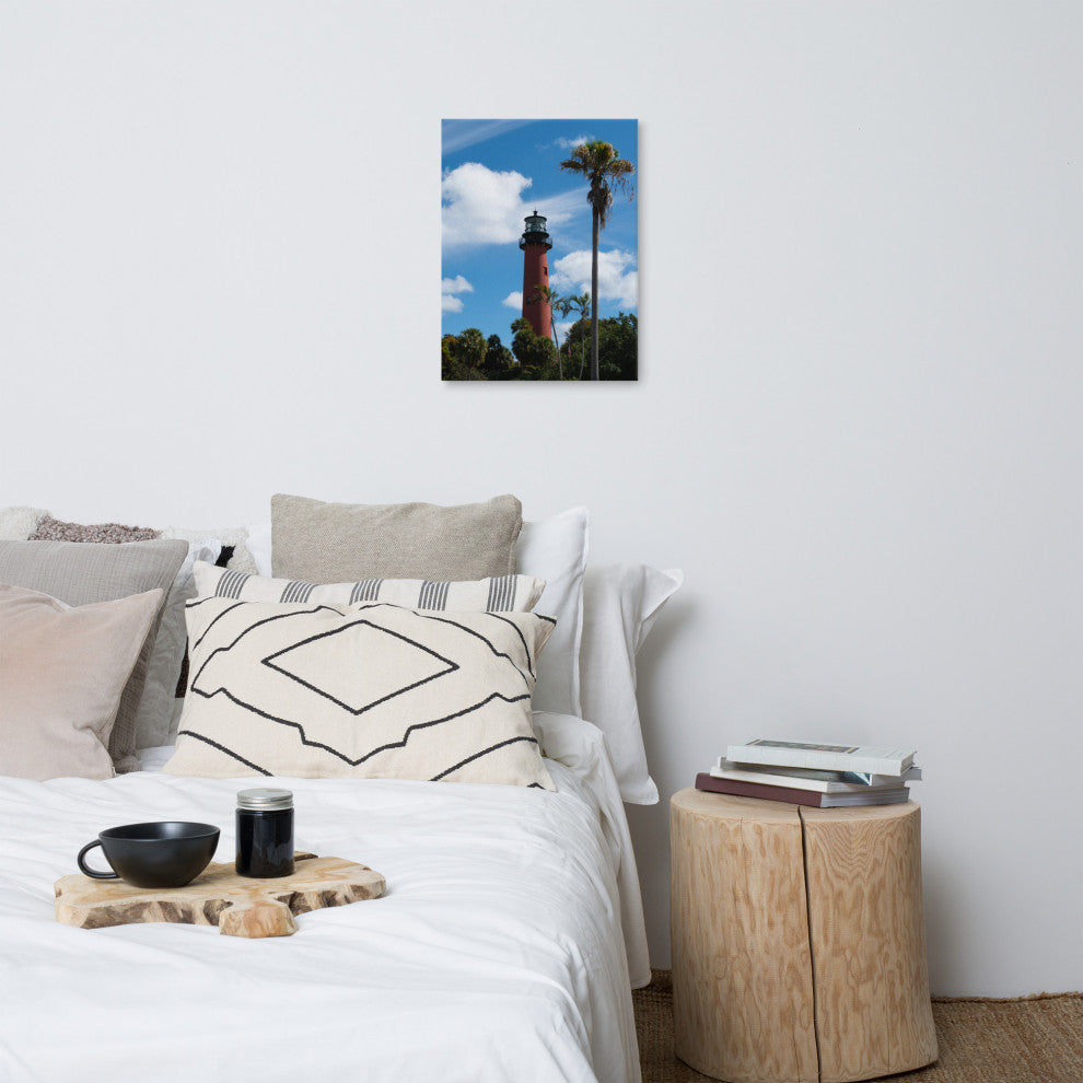 Jupiter Lighthouse Color Coastal Landscape Photo Canvas Wall Art Print, 18" X 24"