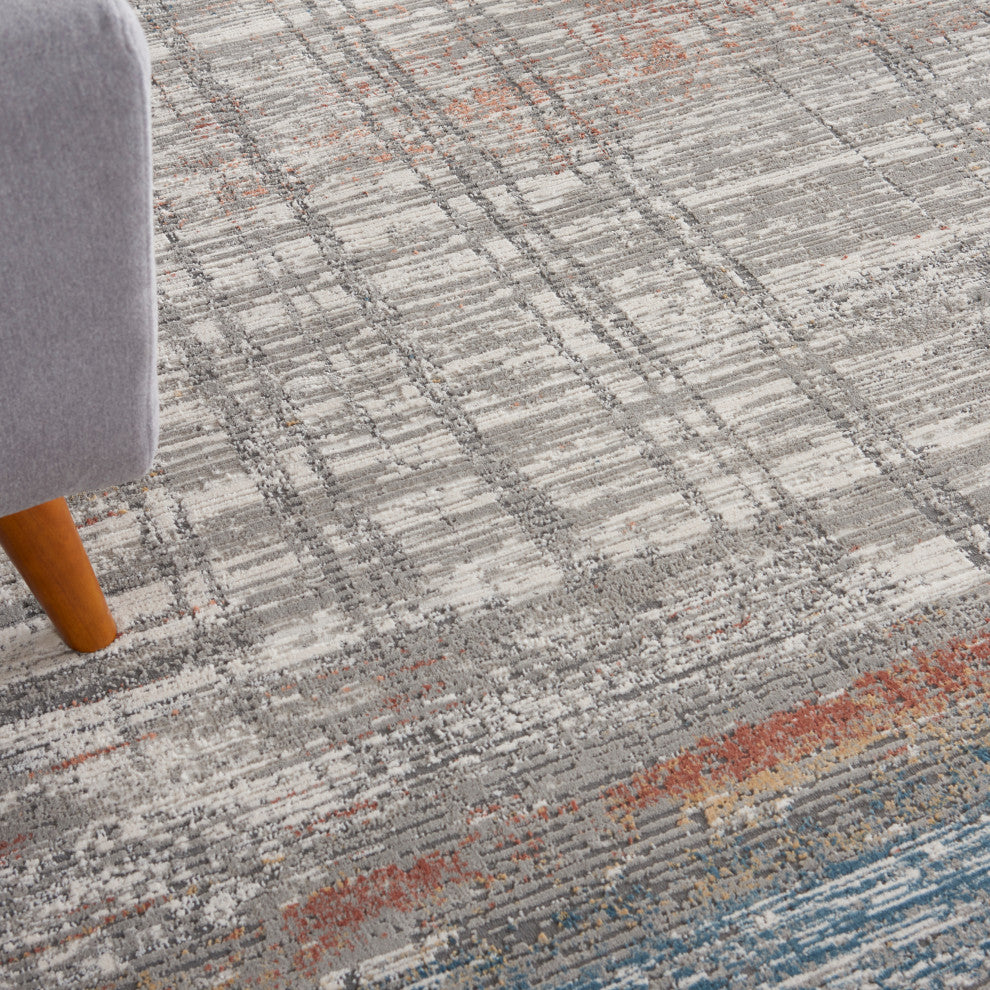 Nourison Rustic Textures Rus12 Rug, Gray and Multi, 5'3"x7'3"