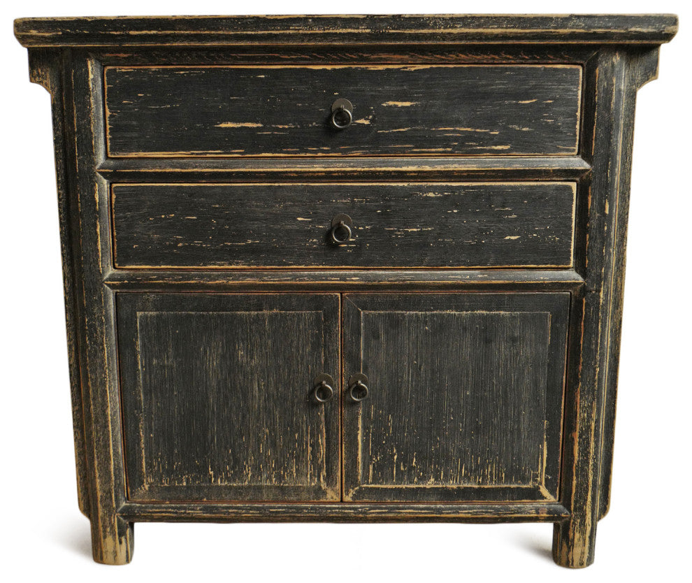 Marble Top Black Rustic Nightstand