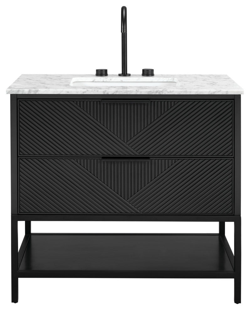 Diamond 36" Bath Vanity, Charcoal Black/Matte Black, 36", Marble Top
