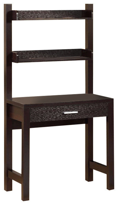 Benzara BM148771 Contemporary Style Desk With 2 Shelves, Dark Brown
