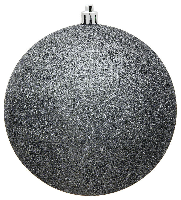 Vickerman N591587DG 6" Pewter Glitter Ball Ornament, 4 per Bag